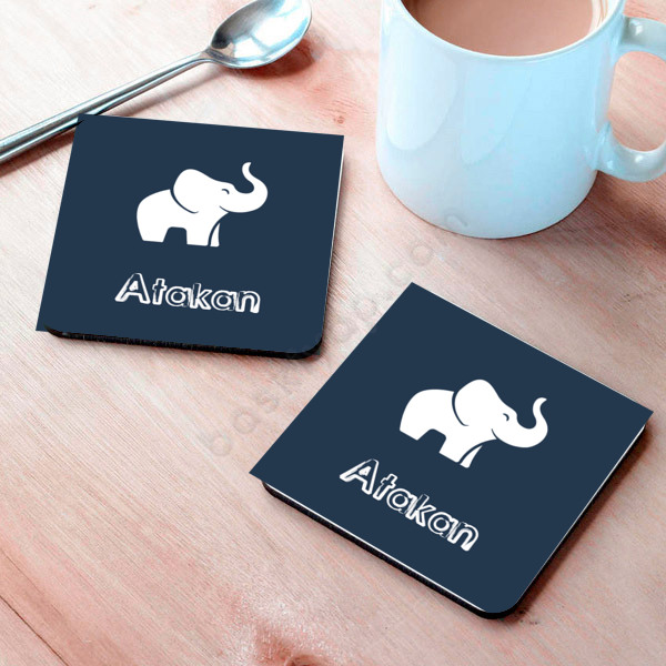 Fil Desenli Bardak Altlığı online tasarla