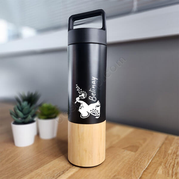 Fil Ve Tüy Tasarımlı Siyah Termos online tasarla