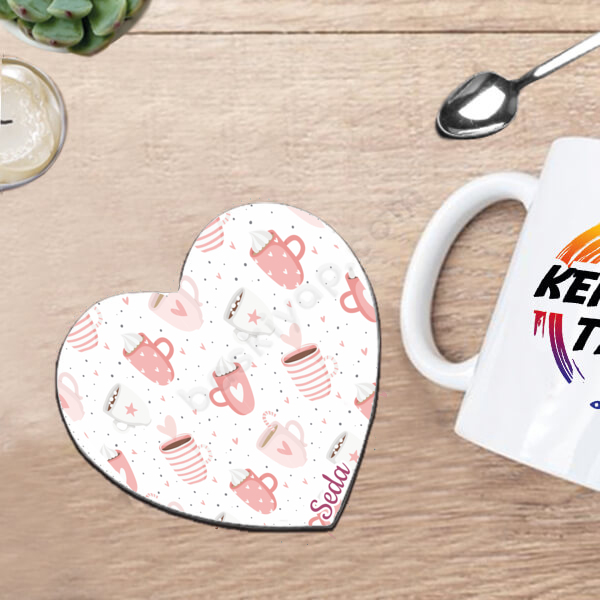 Fincan Desenli Kalpli Bardak Altlığı online tasarla