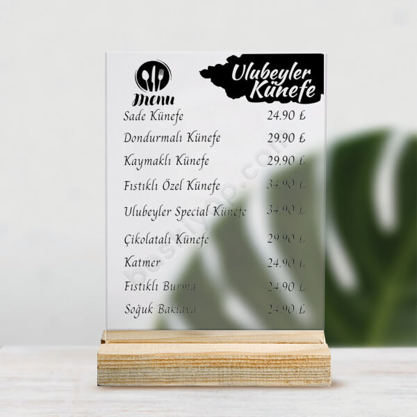 Firmalara Özel Pleksi Masa Menüsü online tasarla