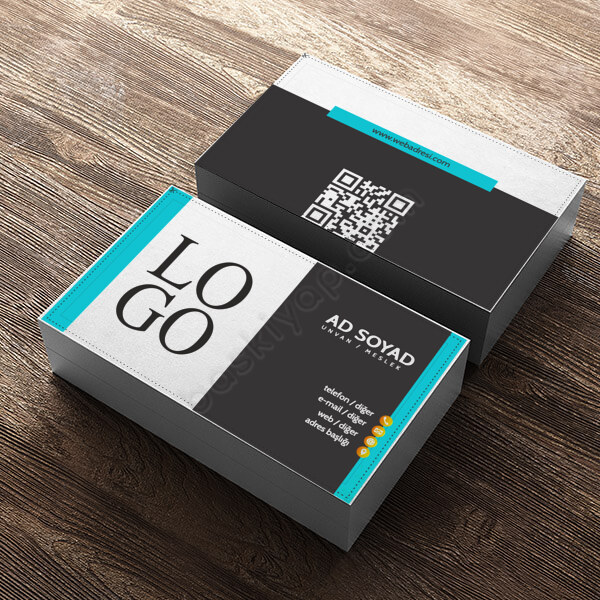 Firmaya Özel Kurumsal Kartvizit Turkuaz Renkli online tasarla