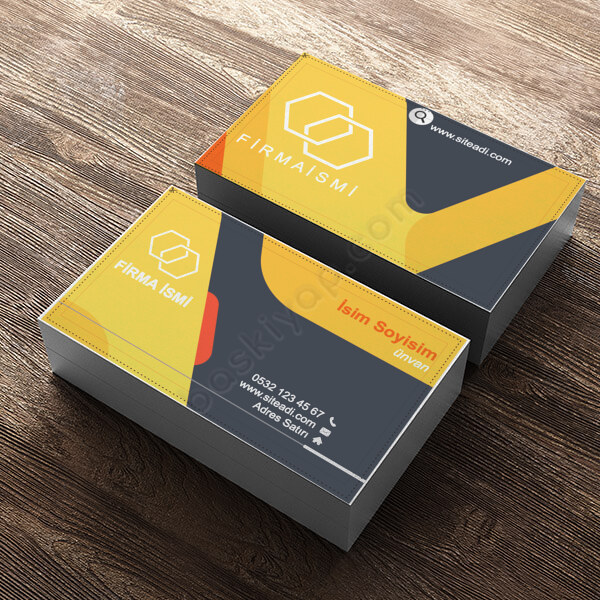 Firmaya Özel Sarı Gri Temalı Kurumsal Kartvizit online tasarla