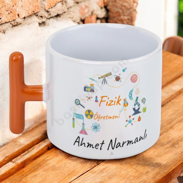 Fizik Öğretmeni Tasarımlı Turuncu T Fincan online tasarla