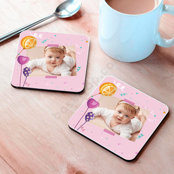 Fotoğraf Eklemeli Doğum Gününe Özel Bardak Altlığı online tasarla