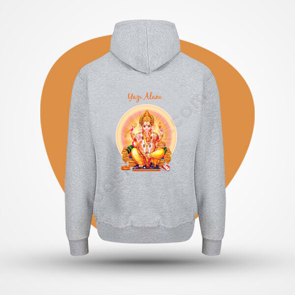 Ganesha Tasarım Baskılı Arkası Baskılı Gri Sweatshirt online tasarla