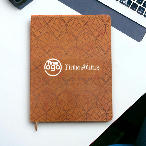 Geometrik Desenli Kahverengi Defter online tasarla