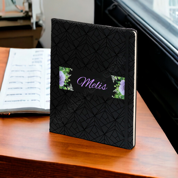 Geometrik Desenli Siyah Defter online tasarla