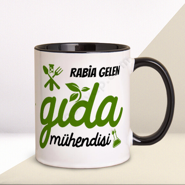 Gıda Mühendislerine Özel Baskılı Siyah Kupa Bardak online tasarla