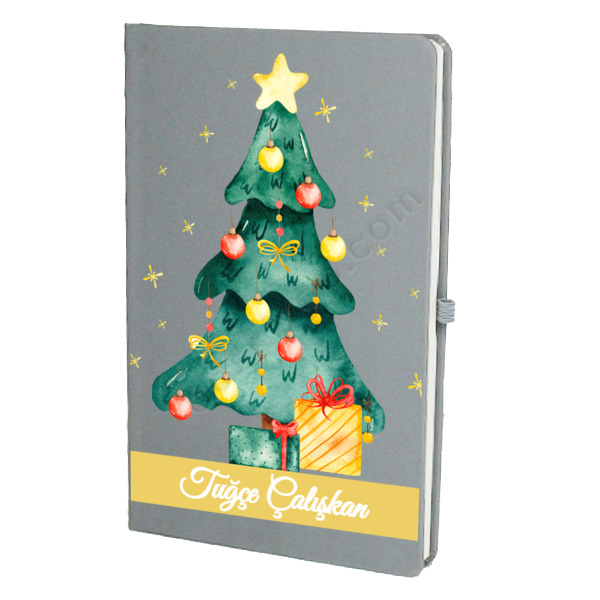 Çam Ağacı Tasarımlı Gri Ajanda online tasarla