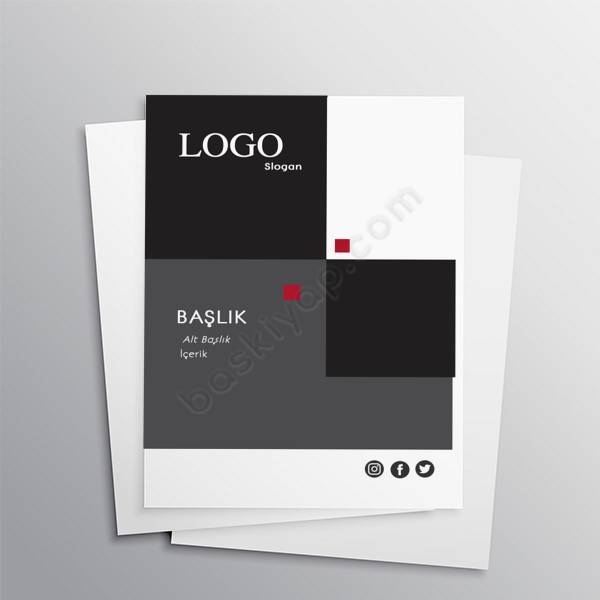 Gri Siyah Kurumsal Tasarım A4 Broşür online tasarla