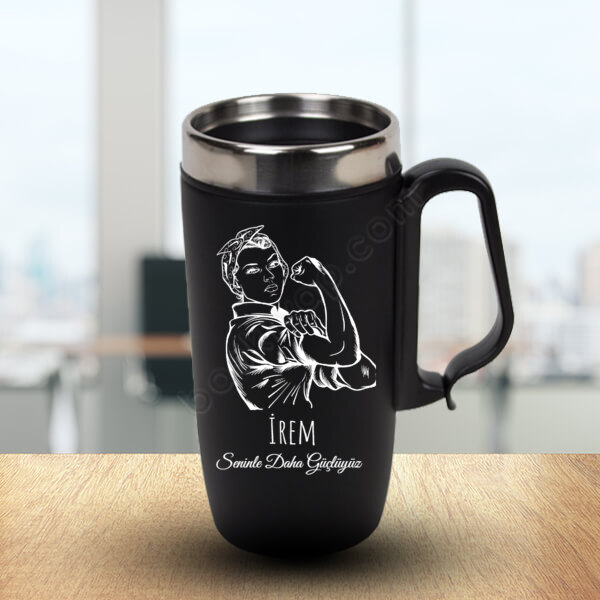 Güçlü Kadın Tasarım Çelik Termos online tasarla