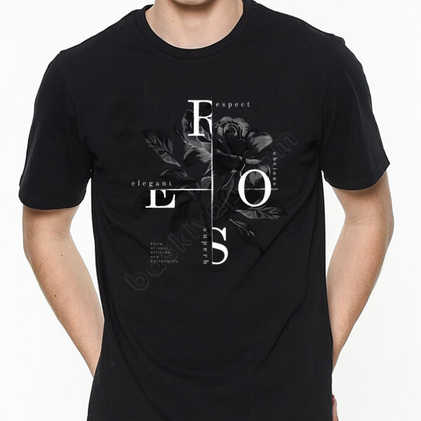 Gül İllüstrasyonlu Tişört online tasarla