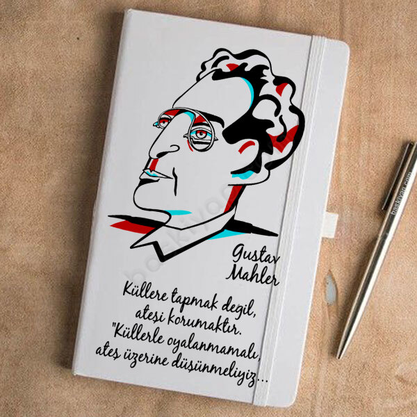 Gustav Mahler Tasarım Baskılı Beyaz Ajanda online tasarla