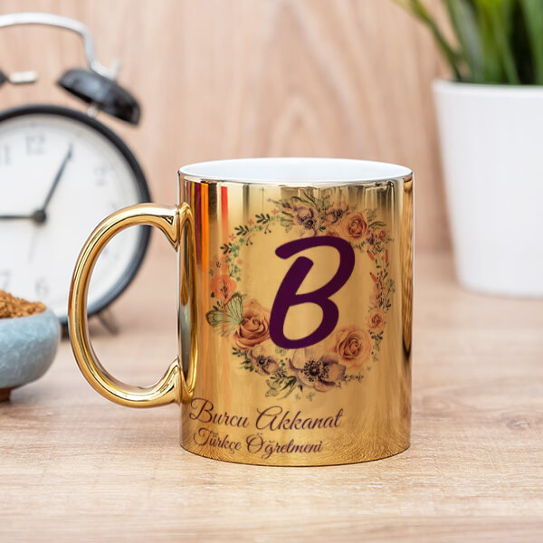 Harf Tasarımlı Öğretmenler Günü Gold Kupa Bardak online tasarla