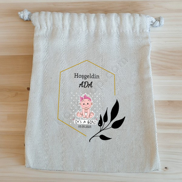 Hoşgeldin Bebek Kişiye Özel Baskılı Kese online tasarla