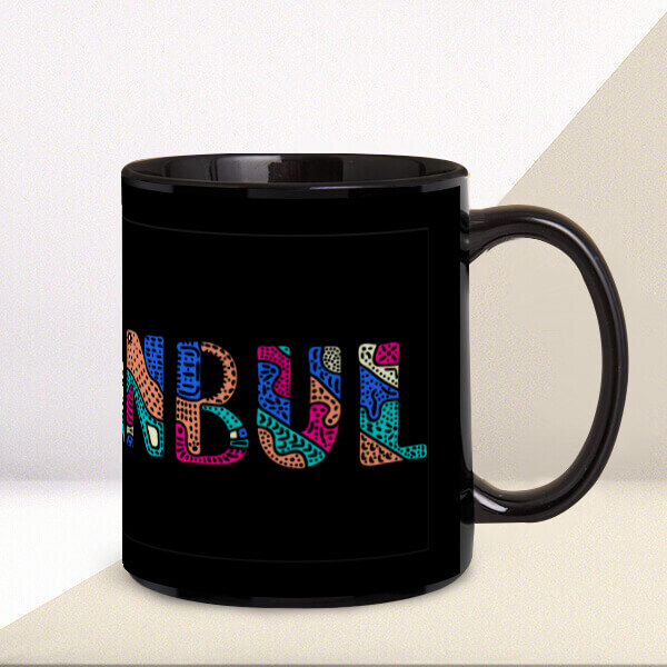 İstanbul Tasarım Siyah Kupa Bardak online tasarla