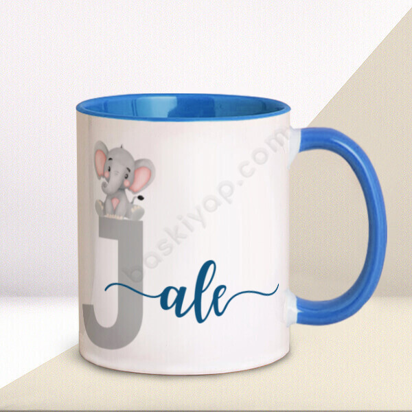 J Harfi Filli Mavi Kupa Bardak online tasarla