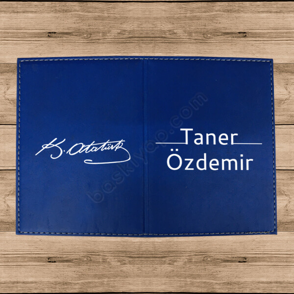 K. Atatürk Tasarımlı Termo Deri Mavi Ruhsat Kabı online tasarla