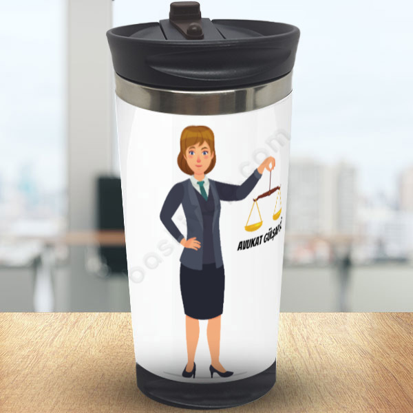 Kadın Avukat Baskılı Termos online tasarla