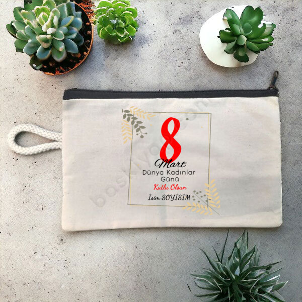 Kadınlar Günü İçin Kişiye Özel Baskılı Bez Kalemlik online tasarla