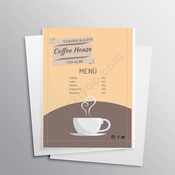 Kahve Tasarımlı A5 Broşür Kişiye Özel online tasarla