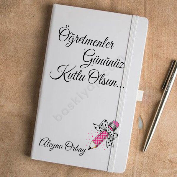 Kalem Tasarımlı Tarihsiz Beyaz Ajanda online tasarla