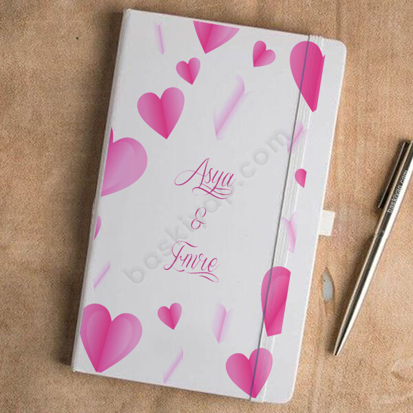 Kalp Tasarım Beyaz Ajanda online tasarla