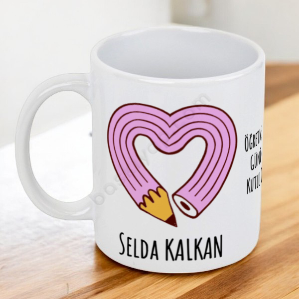 Kalpli Kalem Tasarımlı Kendin Tasarla Baskılı Kupa online tasarla