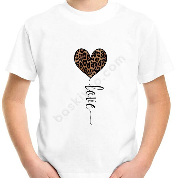 Kalpli Leopar Desenli Baskılı Çocuk Tişört online tasarla