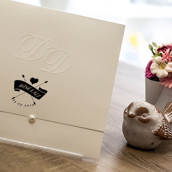 Kalpli Oklu Düğün Kaşesi online tasarla