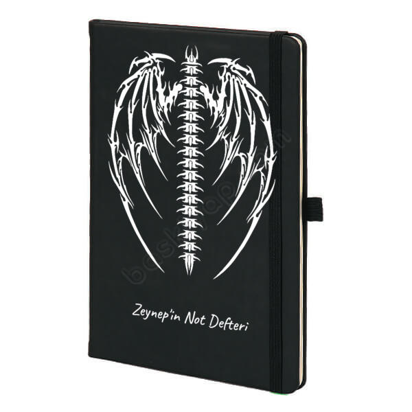 Kanat Desenli Siyah Ajanda online tasarla