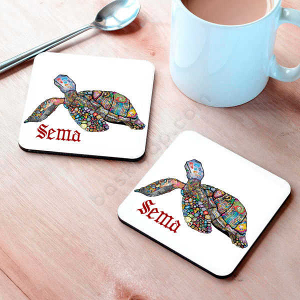 Kaplumbağa Tasarımlı Bardak Altlığı online tasarla