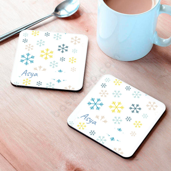Kar Tanesi Tasarım Bardak Altlığı online tasarla