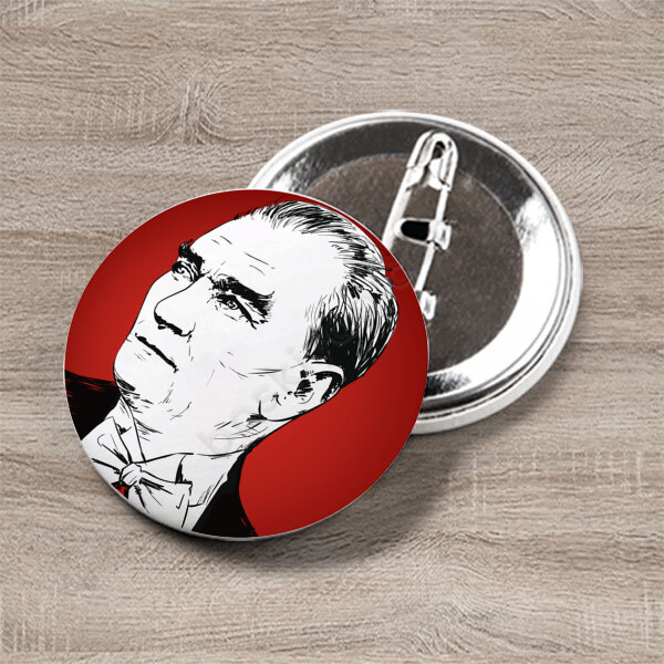 Karakalem Atatürk Portre Buton Rozet online tasarla