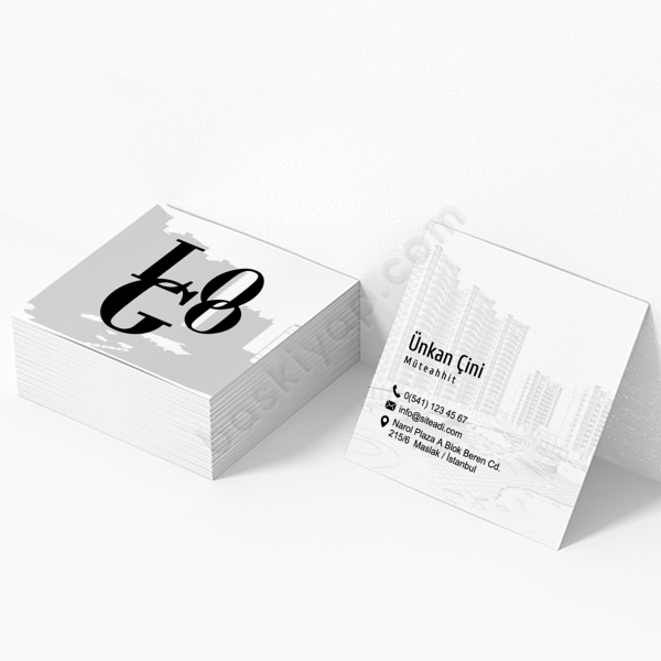 Kare İnşaat Mühendisi Kartvizit online tasarla