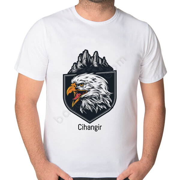 Kartal Tasarımlı Baskılı Beyaz Tişört online tasarla
