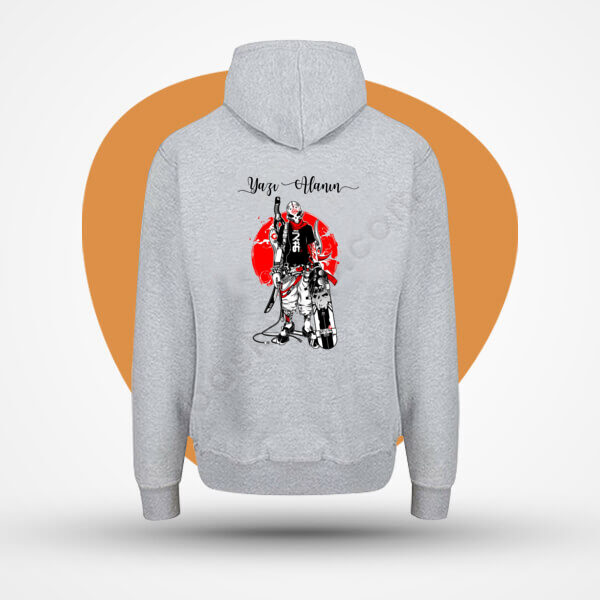 Kaykaycı Tasarımlı Arkası Baskılı Gri  Sweatshirt online tasarla