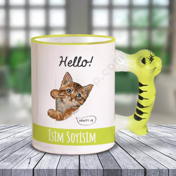 Kedi Baskılı 2 Kaplan Kulplu Kupa online tasarla