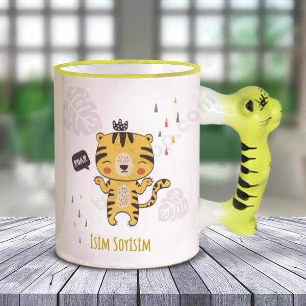 Kedi Baskılı Kaplan Kulplu Kupa online tasarla