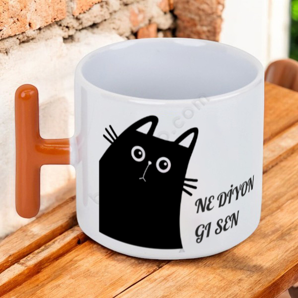 Kedi Tasarımlı Baskılı T Fincan online tasarla