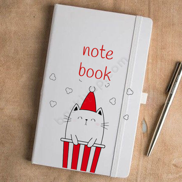 Kedi Tasarımlı Beyaz Ajanda online tasarla