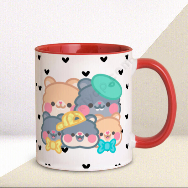 Kedi Tasarımlı Kırmızı Kupa online tasarla