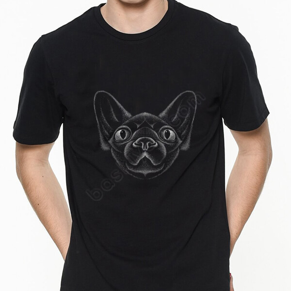 Kedi Yüzü Çizim Baskılı Tişört online tasarla