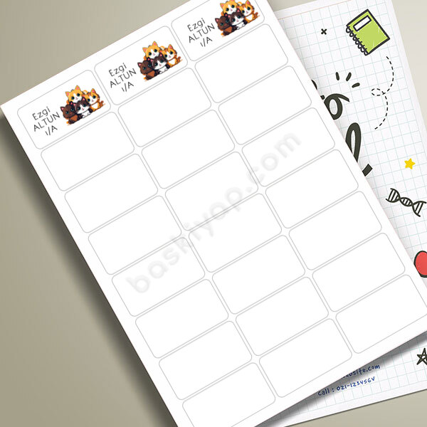 Kedili Okul Etiketi online tasarla