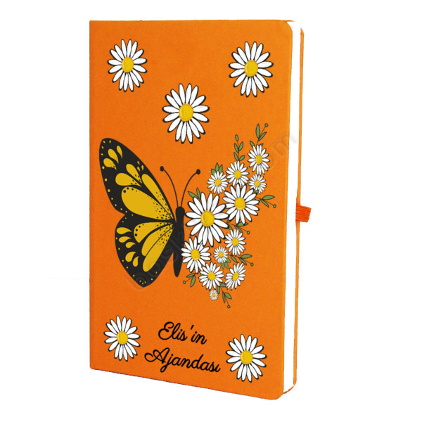 Kelebek Papatya Tasarımlı Ajanda/Defter online tasarla