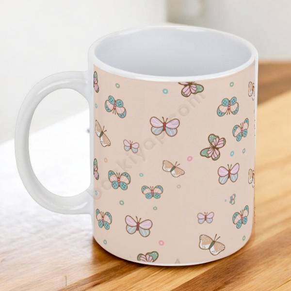 Kelebek Tasasrımlı Kupa Bardak online tasarla