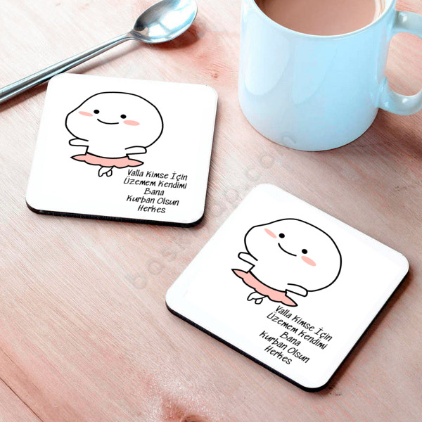 Kendimi Üzemem Tasarım Bardak Altlığı online tasarla
