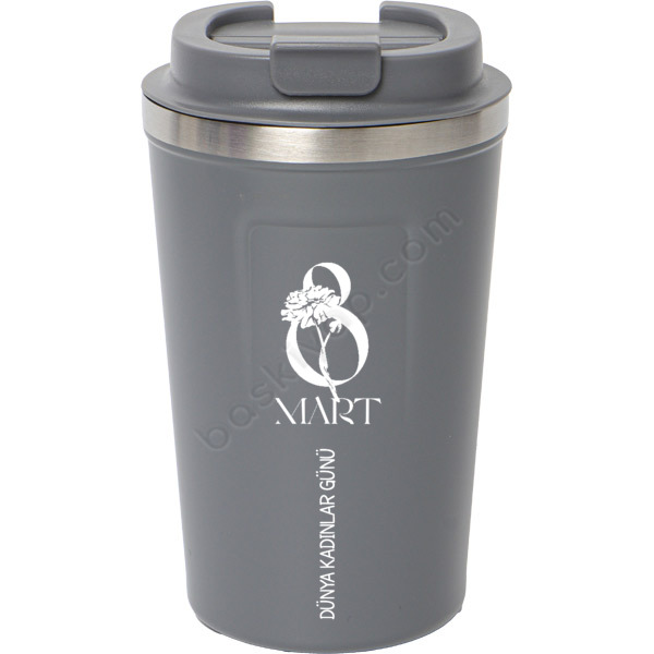 Kendin Tasarla Füme Çelik Termos Kilitli Mug 380 Ml online tasarla