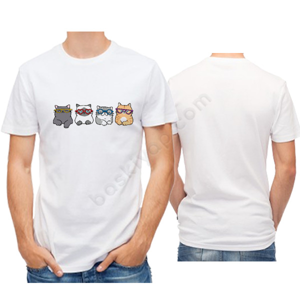 Kendin Tasarla Kedili Beyaz Tişört online tasarla