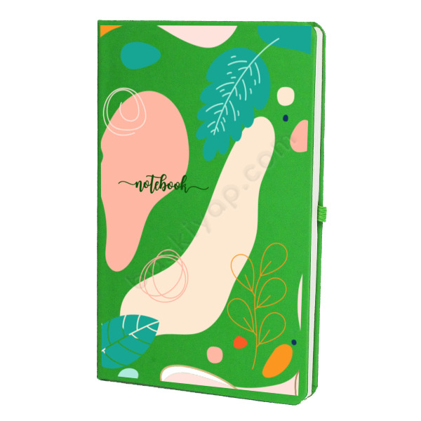 Kendin Tasarla Yaprak Desenli Yeşil Ajanda online tasarla